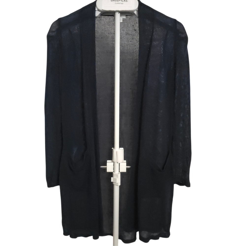 J Jill Linen Blend Open Cardigan Navy Blue Women's Sheer Lightweight XS Petite